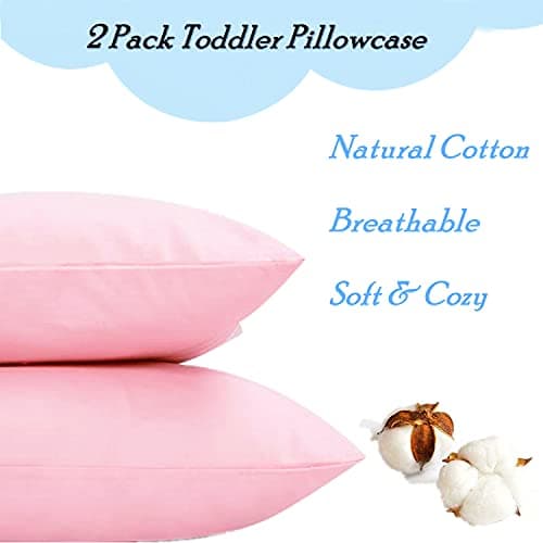 Baby Toddler Pillowcase Cot Bed Pillow Cover Set 40 x 60cm, Organic Cotton Kid Pillow Cases 2 Pack, Small Soft Infant Travel Pillowcases Pair with Envelope Closure for Girl Bedding,Crib Mattress — view 3