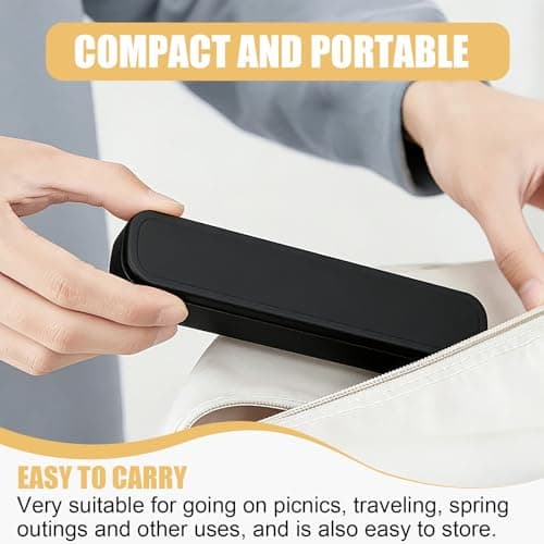 Cutlery Set with Case, Travel Cutlery Set for 1, Reusable Stainless Steel, Lunch Utensils with Fork Spoon Knife for Camping, Picnic School Office Flatware Set Mirror Polished Dishwasher Safe 3 PCS — view 5