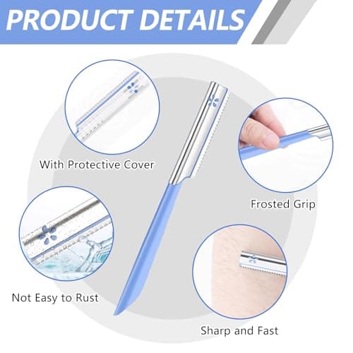 10 PCS Straight Edge Razor, Dermaplaning Tool, Stainless Steel Blade — view 4