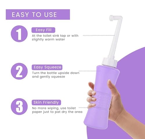 XL 17oz laphang Portable Bottle 500ml Purple Bottle Bidet with Waterproof Pouch and Cap – PP + TPR, Leak Proof & Scratch Resistant –Perineal Clean for Postpartum Hemorrhoids Healing, Maternity Kit — view 2