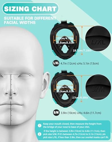 Lealinga Snorkel Set Adults, Full Face Snorkel Mask with Flippers — view 4