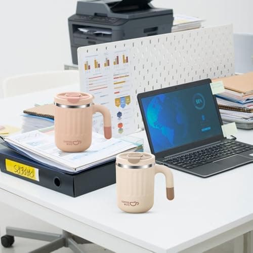 Insulated Coffee Cup, 480ml Travel Mug with Handle, Mug with Lid, Pink — view 6
