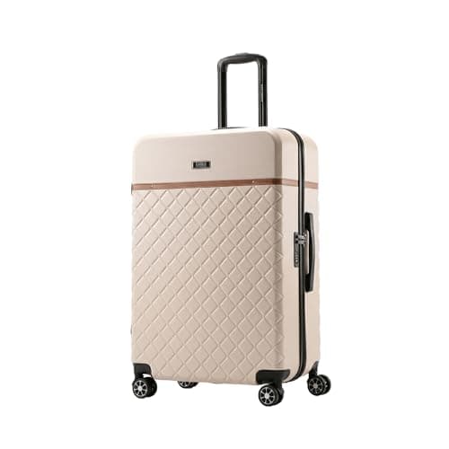 EAGLE EXPRESS Royal Monarch 28" Large Suitcase – Airline Compatible, Lightweight ABS Hard Shell, Silent 360° Spinner Wheels, Anti-Theft Zipper, Cover & Name Tag, (Cream)