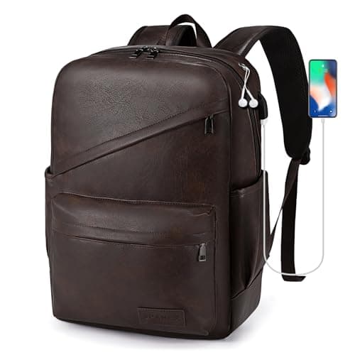SPAHER 40x30x20 Wizzair Cabin Bag Leather Travel Laptop Backpack 15.6 Inch with USB Charging Port Waterproof School Work College Backpack Men Women Daypack Underseat Carry on Hand Luggage