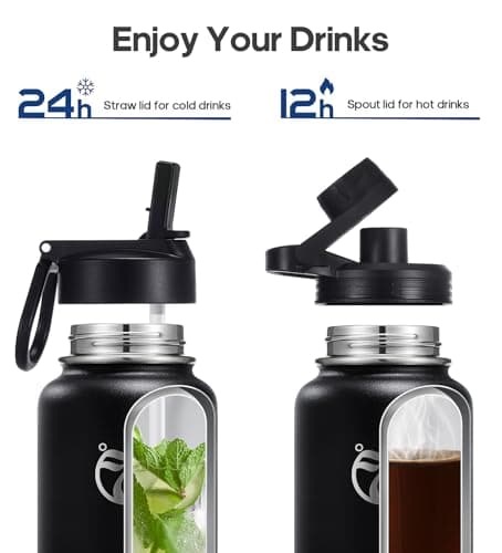 HydroPal Vacuum Insulated 750ml Stainless Steel Water Bottle with Dual Lids — view 3