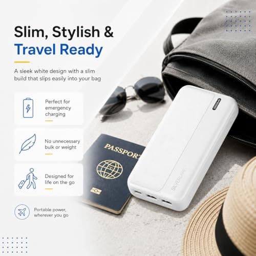 SilverLabel 20,000mAh Power Bank - White Universal Portable Power Bank with USB Output for Emergency Charging of Phones and Other Devices — view 2