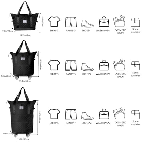 Travel Duffle Bag with Removable Wheels, Expandable Sports Gym Bag for Women Men, Dry Wet Holdall Luggage Weekend Overnight Bags for Swimming, Mum — view 2