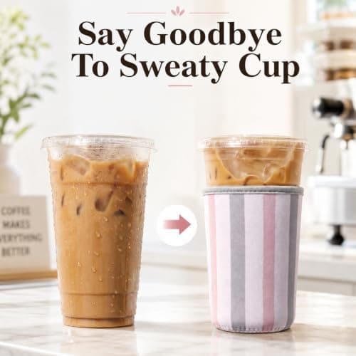 3 PCS Reusable Iced Coffee Sleeve, Iced Cup Sleeves for Drinks,16-32oz — view 3