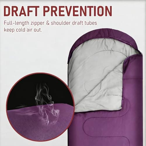 Sleeping Bags for Adults & Kids Sleeping Bag for 3-4 Season, Adult Blanket, Ultralight Carry Bag, Lightweight Compact, Soft for Outdoor Camping, Travel, Hiking (Purple Plush Comfort 0-18°C) — view 4