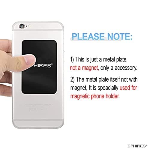 sphires 8 Pack Metal Plate for Magnetic Phone Car Mount 4 X Round and 4 X Rectangular Metal Plate for Car Magnetic Phone Holder (8 Pack Black & Silver) — view 5