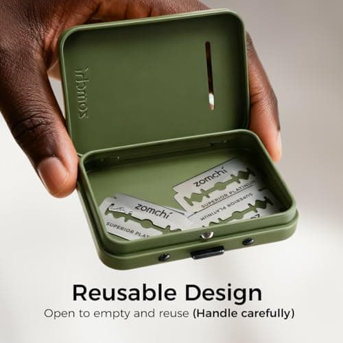 ZOMCHI Razor Blade Bank for Used Double Edge Blades, Olive Green — view 4