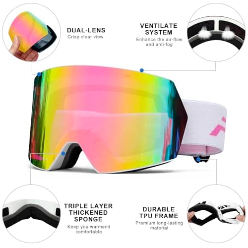 FMY OTG Ski Goggles,Snowboard Goggles for Men,Women & Youth Anti Fog — view 3