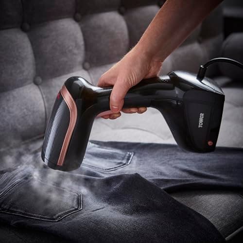 Tower Garment Steamer 1000W, Handheld Clothes Steamer for Travel, Compact Design, 200ml Tank, Vertical & Horizontal Steam, Quick Crease Removal, Rose Gold (T22014RGB) — view 5