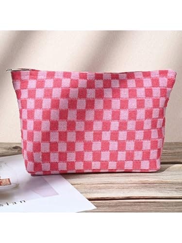 Makeup Bag, Birthday Gifts for Women, Large Small Capacity Checkered Travel Make up Bag, 2 Pack Cosmetic Bags Portable Toiletry Bag for Mom Sister Friends Girls — view 6