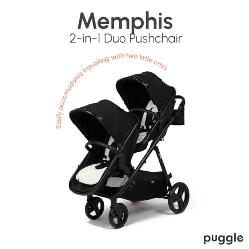Puggle Memphis Double Pram & Travel System (Midnight Black) — view 2