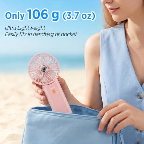 Lepwings Handheld Fan Rechargeable, Foldable Portable Mini Fan with 4 Speeds, USB-C Battery Operated Personal Desk Fan, Lightweight Cooling Fan for Travel, Office, Home and Outdoor Use-Mint Green — view 3