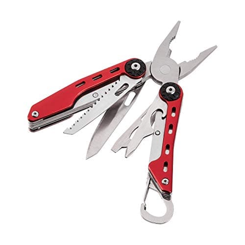 Amazon Basics 10-in-1 Stainless Steel Multitool Safety Lock with Nylon Sheath, 10.4 x 4.5 x 2.03 cm, Red & Black — view 2