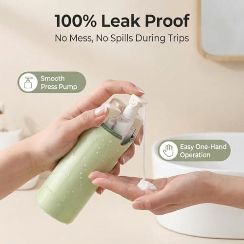Krfapt 4 in 1 Travel Bottle Dispenser, 4 Pack 30ml Travel Bottles for Toiletries with Scale & Label – Refillable Leak Proof for Shampoo, Lotion, Conditioner, Portable Essentials Set (White) — view 3