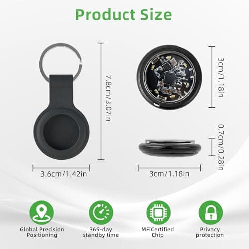 2 Pack Air Tracker Tags with Light, Key Tag Luggage Tracker Compatible with Apple Find My App (iOS Only), Item Finder for Wallets, Backpack, Suitcases, 2 Replaceable Batteries — view 2