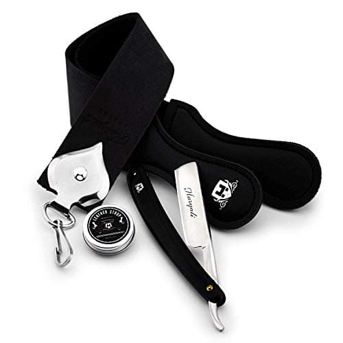 Haryali London, Straight Cut Throat Razor Set with Black Leather Strop, Sharpening Honing Paste – Men’s Wet Shaving Kit for Barbers & Home Grooming — view 2