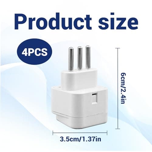 Eophmi 4 Pack Italy Plug Adapter, UK to Italy Travel Plugs, White, Type L, 250V, 10A, 2500W — view 2