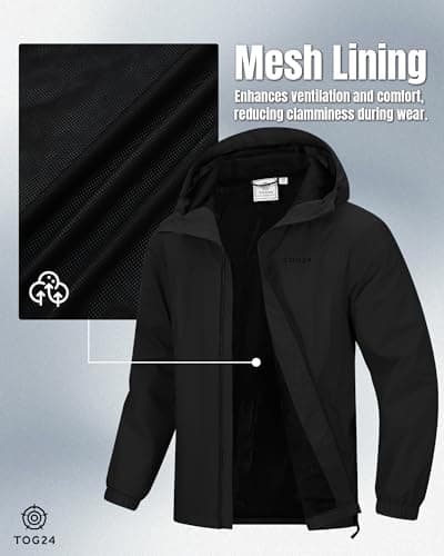 TOG24 Craven Mens Waterproof Packaway Jacket with Bag, Full Length Zip and Adjustable Hood, Breathable, Windproof — view 4