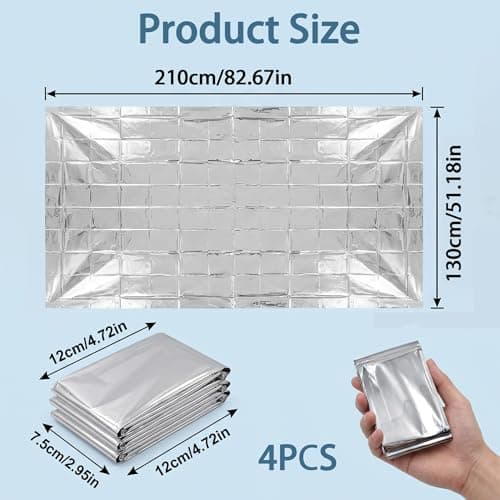4 Pack Emergency Foil Blankets Survival Thermal Mylar Blankets, 210×130cm — view 2