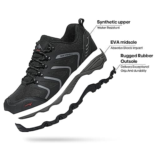 NORTIV 8 Men's Low Top Waterproof Hiking Shoes Trekking Trails Outdoor Work Shoes,Size 5.5,Army/Green/Black/Orange,160448_Low,Size 8,Black/Dark/Grey,160448_Low — view 4