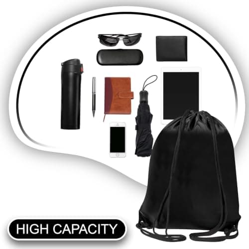 WESTWOOD FOX Drawstring Gym Bag String Bags Gym Sack Backpack PE Bags for Women Men Trainer Swimming Bag Travel Beach School Holidays Suitable for Sports,kids,Boys,Girls (Jet Black, 1 pc) — view 3