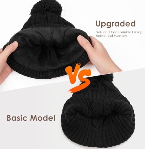 Wmcaps LED Beanie, Type-C Rechargeable with Thermal Fleece Lining Hands-Free Headlamp Light Up Winter Bobble Hat with Pom-Pom for Men and Women, Perfect Christmas Birthday Gift, Orange — view 2