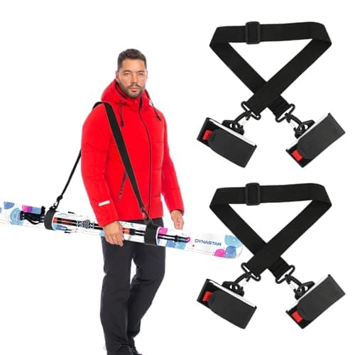 QKURT 2PCS Ski Strap, Adjustable Ski Shoulder Straps, Binding Straps & Boot Carrier Belts, Carrying Belts for Snowboard