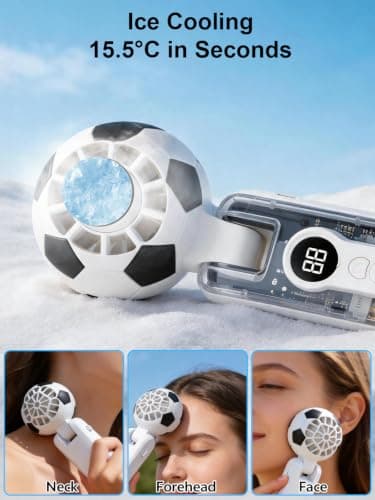 LPQKCcY Handheld Cooling Fan with Semiconductor Ice Plate, 6 Speeds + 100-Level Turbo, 10H Battery USB Rechargeable, 3-in-1 Foldable Neck/Desk Fan, Perfect for Match Days, Commutes & Summer Gardens — view 2