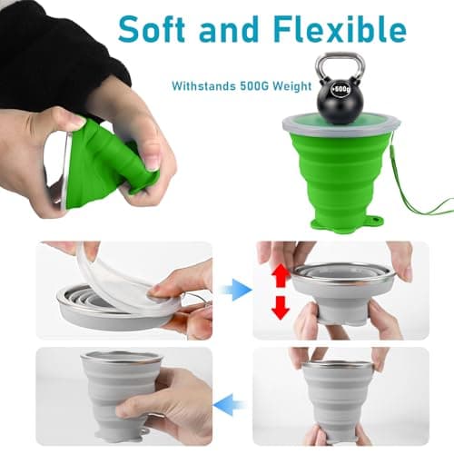 ddLUCK Silicone Collapsible Camping Cup, 320ml Foldable Travel Mug with Lid — view 4
