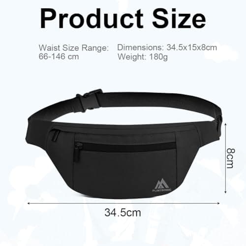 Flintronic Bum Bag, Waist Bags for Men Women, Travel Waist Pack with Adjustable Belt, 4 Compartments, Waterproof Bumbag for Sports, Running, Cycling — view 2