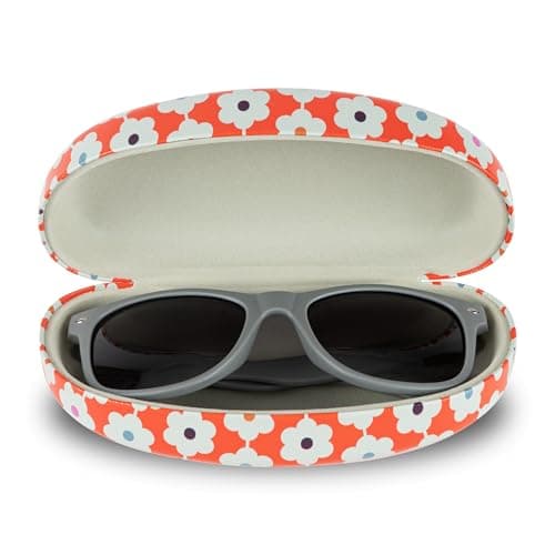 LAGO TERRA Retro Floral Print Hard Shell Sunglasses Case - Daisy Chain Orange (Large) — view 5