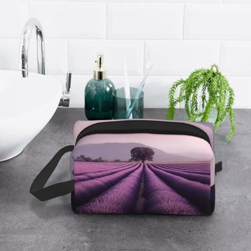 Toiletry Bag for Women Men Dopp Kit Travel Makeup Bag Make Up Organizers Cosmetic Bag Lavender Fields Hanging Toiletry Bag Shaving Bag with Large Capacity for Travel — view 5