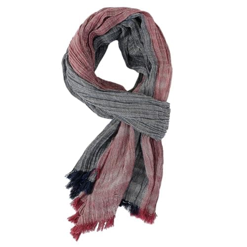 REHJJDFD Men Striped Cotton Linen Scarf Male Warm Tassel Scarves Shawl Dark Gray — view 5