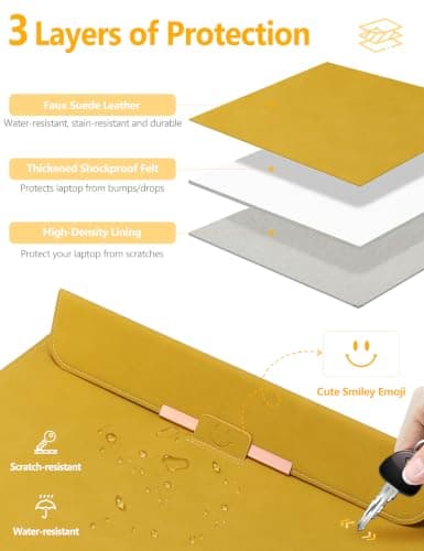 HYZUO 13.3-14 Inch Laptop Case Sleeve with Stand for MacBook,Olive Yellow — view 3