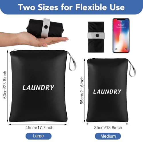 Dntorx 2 Pack Wet Bags for Swimming Travel Laundry Bags with Handle, Waterproof Swim Bag Wet Dry Dirty Clothes Organizer for Gym Beach Pool Yoga Workout College Dorm Swimsuit Diaper Storage, Black — view 2