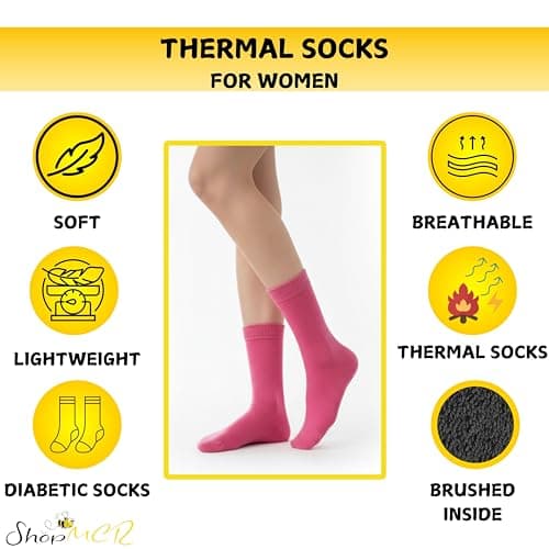 ShopMCR Multipack Thermal Diabetic Socks Extra Thick Warm Black Heated Boot Socks-Ultimate Cold Weather Protection Insulated Socks UK 4-6 (AST, 6PK) — view 3