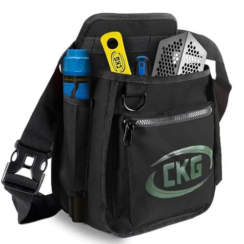 CKG Metal Detecting Finds Bag Waist Digger Pouch Tools Bag for Pinpointer, Metal Detecting Pouch Portable Multifunctional for Metal Detector Accessories, Black