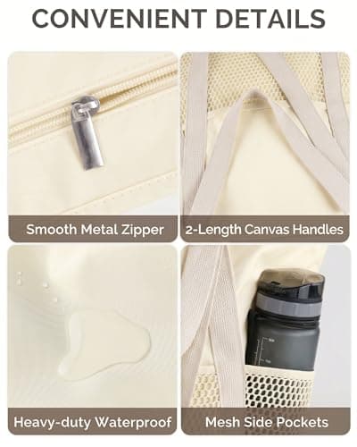 HOMESPON Beach Bag Large Waterproof Tote for Women with Zipper — view 6