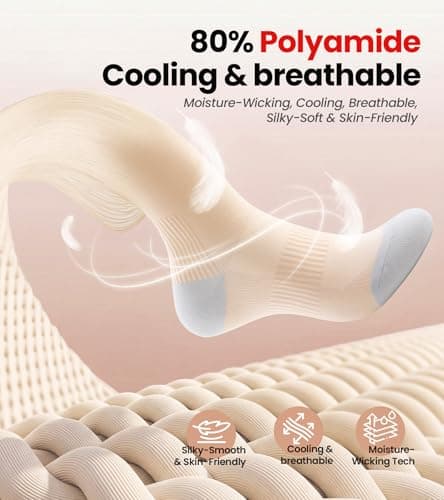 RUIXUE Compression Socks for Women and Men, 20-30 mmHg Cooling Flight Socks, 2 Pairs Graduated Socks for Travel, Sport, Nurse, Long Sitting(Swelling & Aches Relief), Beige, L-XL — view 5