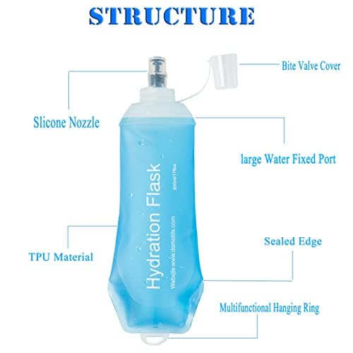 AXEN 500ML Soft Flask, TPU Foldable Running Hydration Flask, Soft Collapsible Water Bottle for Hydration Pack Cycling Marathon Running Hiking — view 3