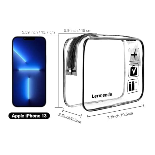 2pcs/Pack Lermende Clear Toiletry Bag TSA Approved Travel Carry On Airport Airline Compliant Bag Quart Sized 3-1-1 Kit Luggage Pouch (Blackclear) — view 2