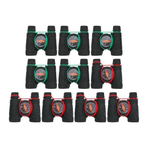 Toddmomy 10pcs Small Pocket Binoculars Mini Binoculars Mini Telescope Toy Novelty with Compass for Boys Girls Sightseeing Birdwatching Outdoors Black