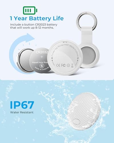 Android Tracker Tag 2 Pack, Smart Tag Bluetooth Key Finder Work with Google Find My (Android Only), Item Locator for Luggage, Bags, Pets, Wallet, Replaceable Battery (White) — view 6