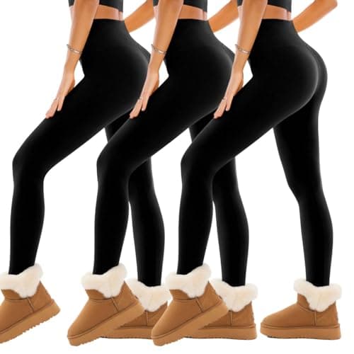 SINOPHANT Fleece Lined Leggings Women, Warm Thermal Winter 3Black L-XL
