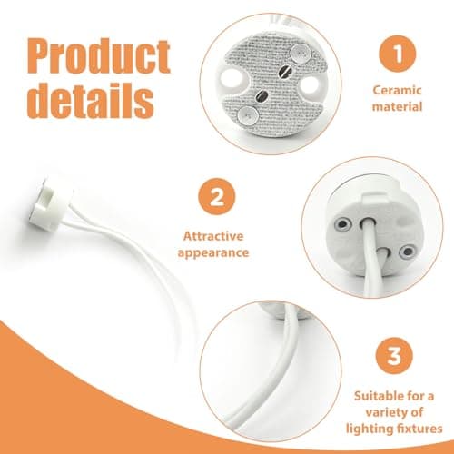 20 Pack MR16 GU5.3 G4 G6.35 GU4 Lamp Sockets for LED & Halogen Bulbs, Ceramic Base Light Socket Holders for LED and Halogen Bulbs Heat Resistant Wires Low Voltage Bulb Holder Fittings — view 3