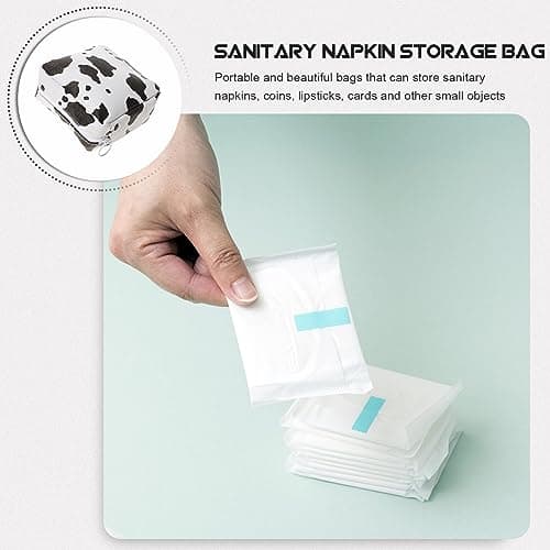CALLARON 2pcs Portable Pu Sanitary Napkin Bags with Zipper Design for Privacy Protection, Large Capacity Menstrual Pad Storage, Stylish and Unique Feminine Hygiene Travel Kit for Girls — view 3